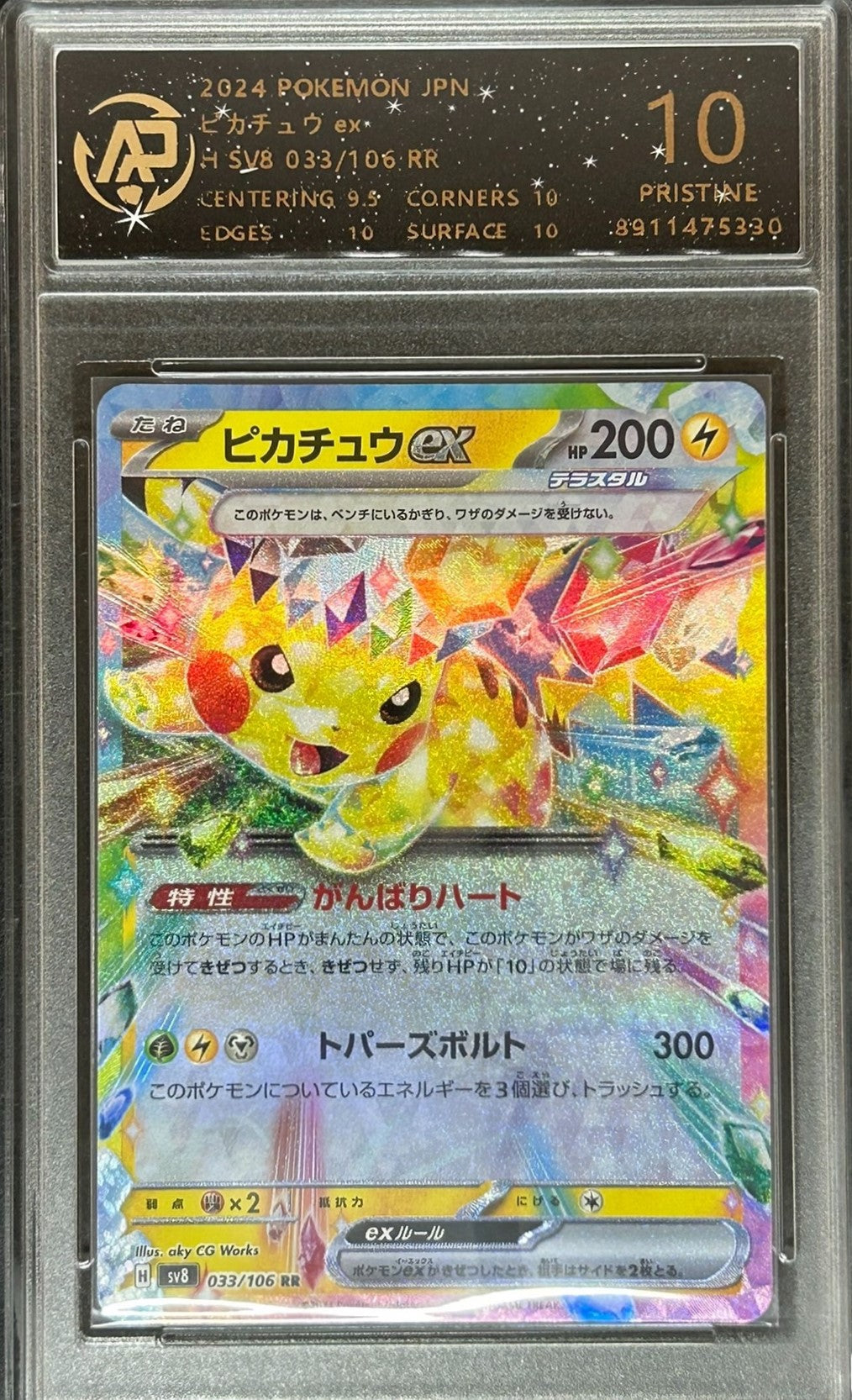 RPA Grade 10 Graded 2024 Pikachu EX Japanese Pokemon card Double Rare in protective case